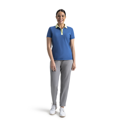 Rib Polo Women - Lagoon Blue / Soft Lime