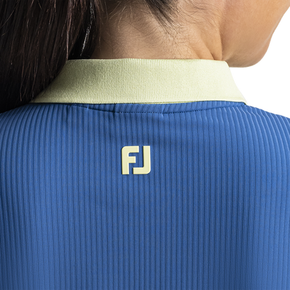 Rib Polo Women - Lagoon Blue / Soft Lime