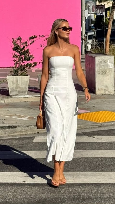Astrid Strapless Maxi Dress - White