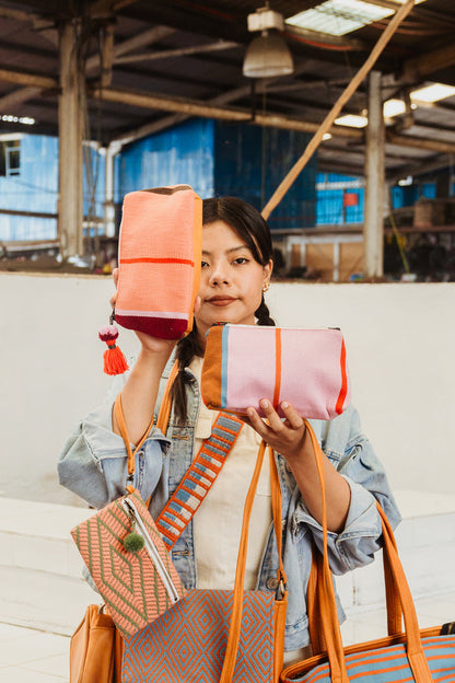 Small Striped Cosmetic Pouch - Last Chance