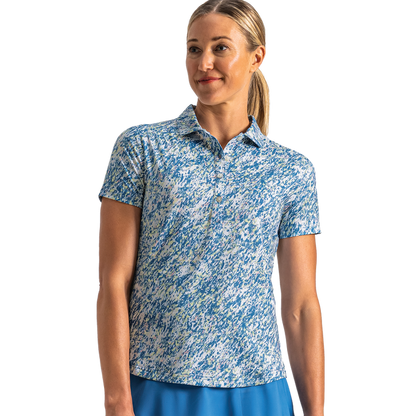 Solid Lisle Self Collar Women (Women's) - Blue Multi Splatter
