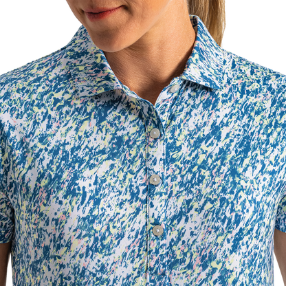 Solid Lisle Self Collar Women (Women's) - Blue Multi Splatter