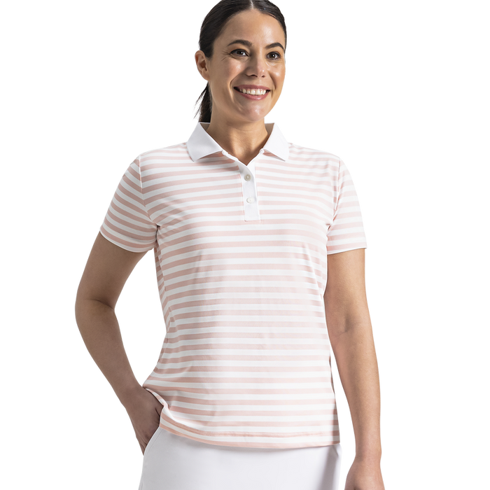 Stripe Polo Women - White / Chalk Pink