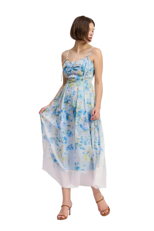 Vivian Midi Dress (Ivory Blue Yellow)