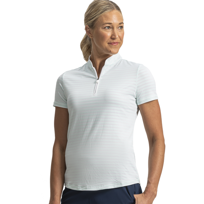 Zip Front Stripe Women - Glacial Blue / White